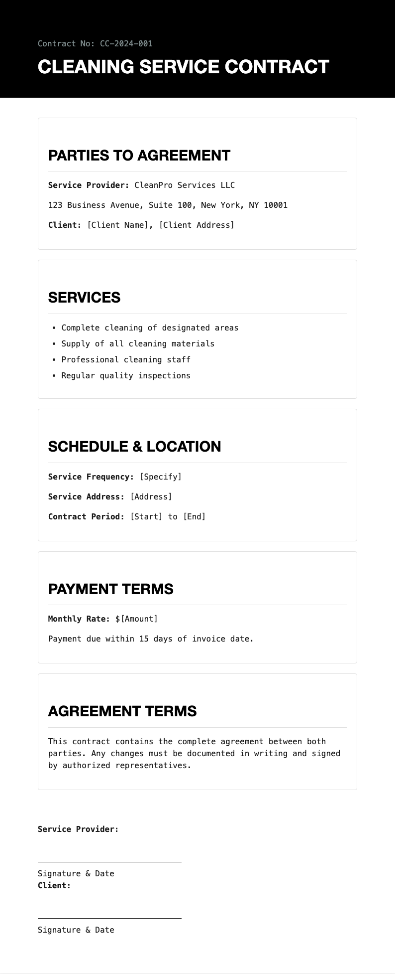 Clean technical cleaning contract